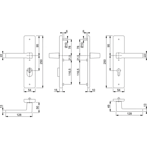 HOPPE AUSTIN biztonsági kilincsgarnitúra PZ88 62-72 mm fekete