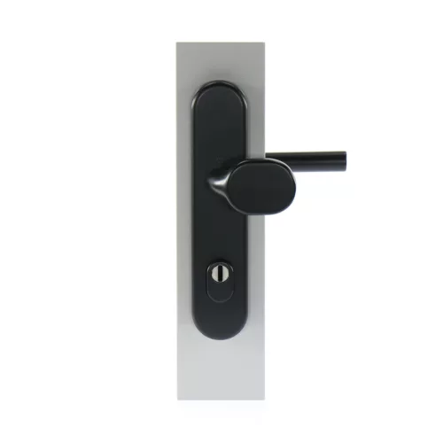 HOPPE AMSTERDAM biztonsági gomb/kilincs garnitúra PZ92 67-77 mm fekete