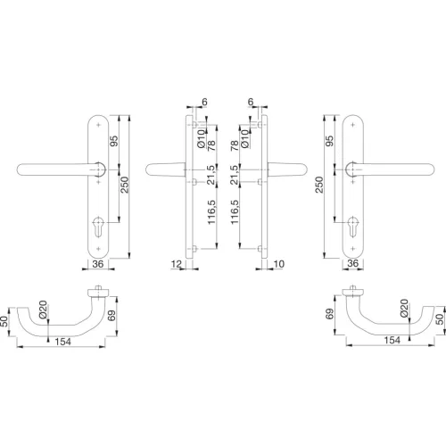 HOPPE PARIS biztonsági kilincsgarnitúra PZ92 67-72 mm ezüst