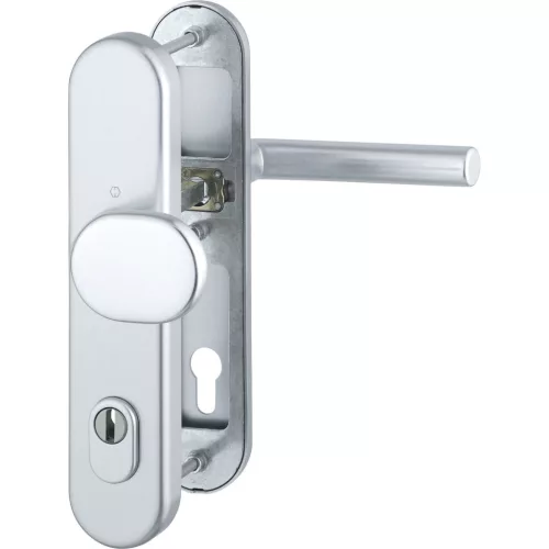 HOPPE AMSTERDAM biztonsági gomb/kilincs garnitúra PZ92 67-77 mm ezüst