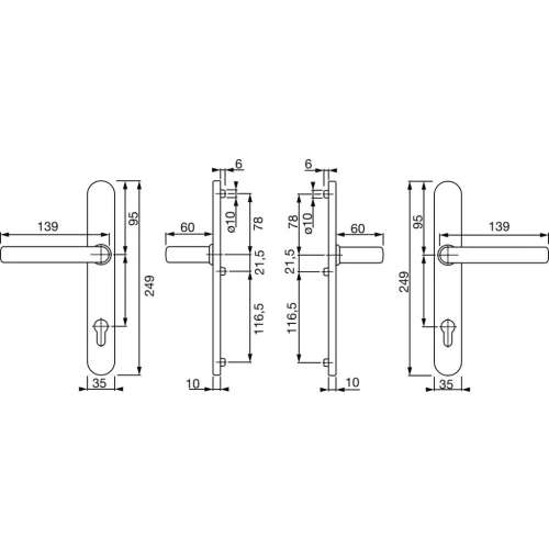 HOPPE LIVERPOOL biztonsági kilincsgarnitúra PZ92 77-82 mm nemesacél
