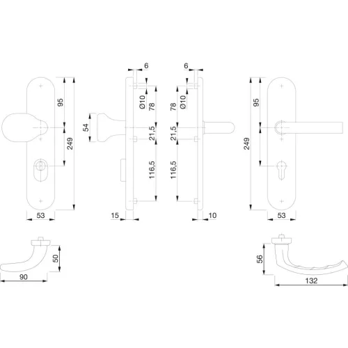 HOPPE LIEGE biztonsági gomb/kilincs garnitúra PZ88 67-77 mm ezüst