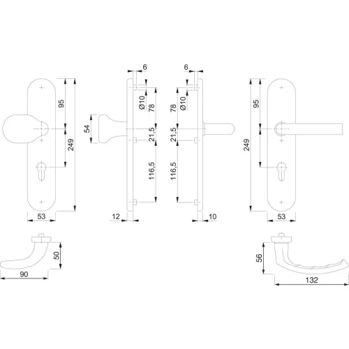 HOPPE LIEGE biztonsági fogantyúgarnitúra PZ88 62-72 mm ezüst
