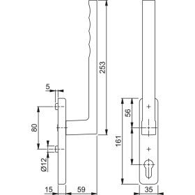   HOPPE TOULON emelőtoló kilincs belül PZ 253 mm nemesacél hatású