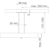 Bárkonzol Capri egyenes 50 x 50 mm magasság 230 mmalumínium fekete