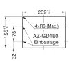 LAMPŽ Drop-in csappantyús szögletes 218 x 164 mm INOX
