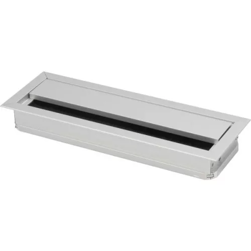 Kábelátvezető szögletes porvédő kefével 120x70x25 mm alumínium eloxált