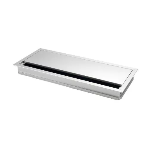 Kábelátvezető szögletes porvédő kefével 300x120x25 mm alumínium eloxált
