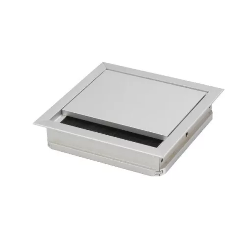 Kábelátvezető szögletes porvédő kefével 70x70x25 mm alumínium eloxált