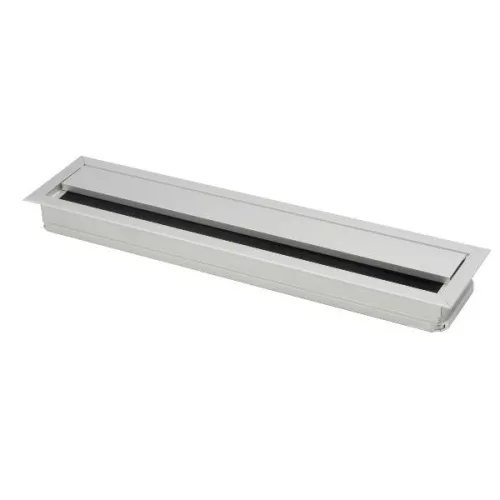 Kábelátvezető szögletes porvédő kefével 200x70x25 mm alumínium eloxált