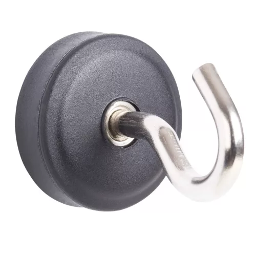 Gumírozott neodímium mágnes átmérője 22 mm kampóval teherbírása 35 kg