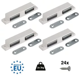 Bútormágnes csavarokkal teherbírás 2x3 kg fehér 4 db.