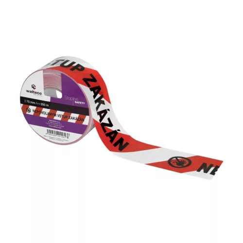 Figyelmeztető szalag piros-fehér illetéktelen belépés tilos 75mmx250m