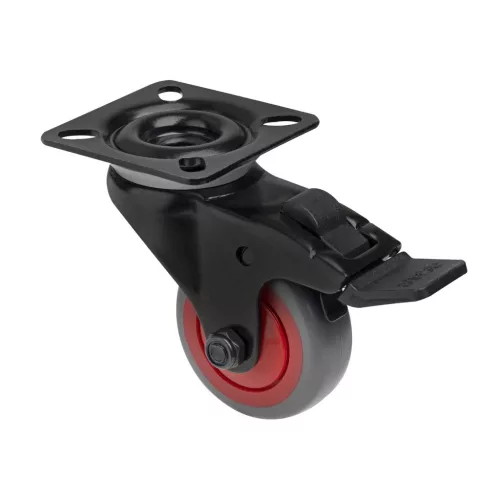 Készülékgörgő kemény padlóra 50 mm átmérőjű forgatható talppal fékkel teherbírás 50 kg