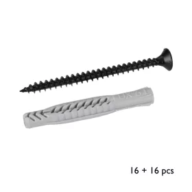   45x60 mm átmérőjű csavarok 6x50 mm átmérőjű tiplik RT-49 fekete/szürke 16+16 db