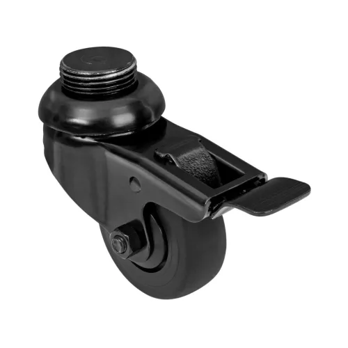 Kemény padlóra való görgő 50 mm átmérőjű forgó 3/4" menettel RT-59 fékkel teherbírás 50 kg fekete