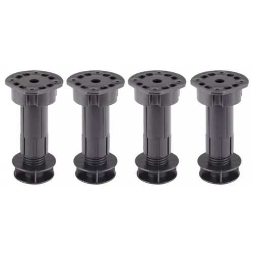 100-120 mm-es lábazati lábkészlet hüvelyekkel együtt műanyag fekete 4 db.