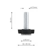 M10-es rögzítőcsavar alap 30x30mm filcbetéttel magasság 35mm fekete 2 db.