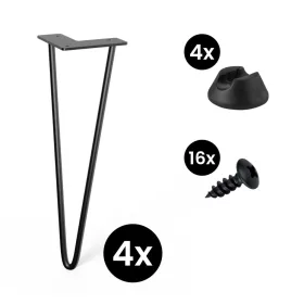   4 darabos hajtűláb készlet 406 mm 2 karú fekete alátétekkel és csavarokkal