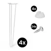 4 darabos hajtűláb készlet 710 mm 3 karú fehér alátétekkel és csavarokkal