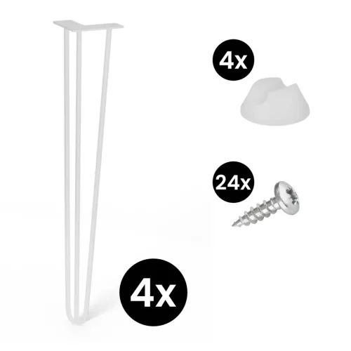 4 darabos hajtűláb készlet 710 mm 3 karú fehér alátétekkel és csavarokkal