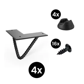   4 darabos Roxor II hajtűláb készlet 100 mm ferde fekete alátétekkel és csavarokkal