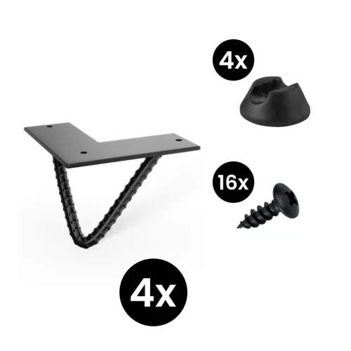 4 darabos Roxor II hajtűláb készlet 100 mm ferde fekete alátétekkel és csavarokkal