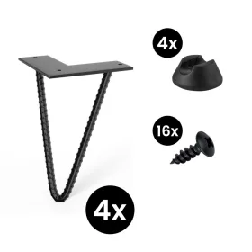   4 darabos Roxor II hajtűláb készlet 200 mm ferde fekete alátétekkel és csavarokkal