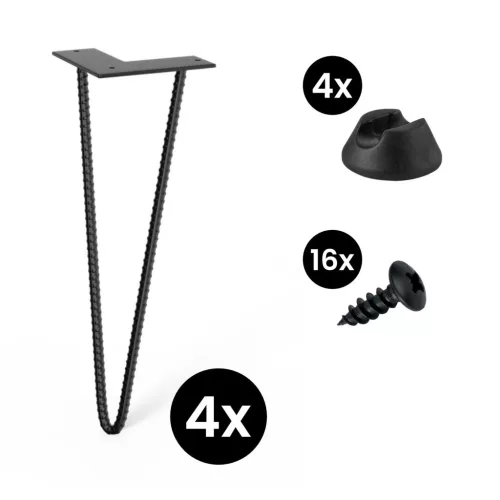 4 darabos Roxor II hajtűláb készlet 406 mm ferde fekete alátétekkel és csavarokkal