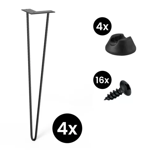 4 darabos Roxor II hajtűláb készlet 710 mm ferde fekete alátétekkel és csavarokkal