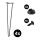 4 darabos Roxor II hajtűláb készlet 710 mm ferde fekete alátétekkel és csavarokkal