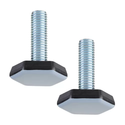 M10-es rögzítőcsavar hatszögletű PTFE talppal átmérő 30 mm magasság 35 mm világosszürke 2 db.