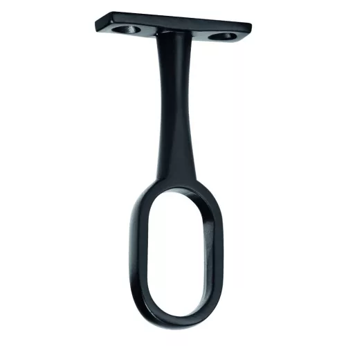 Ovális ruhaakasztó rúdtartó 30x15mm felső rögzítéssel végigfutó fekete