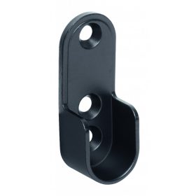 Ovális ruhaakasztó rúdtartó 30x15mm fekete 2 db.