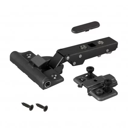 35 mm-es csésze alakú zsanér fekete kiadás terhelhető rápattintható integrált csillapítással