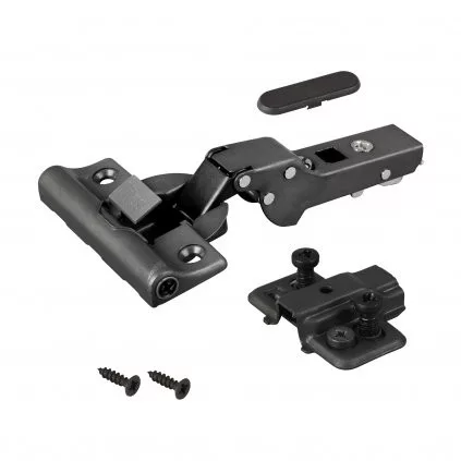 35 mm átmérőjű csésze alakú zsanér fekete kiadás félig szerelt rápattintható integrált csillapítássa