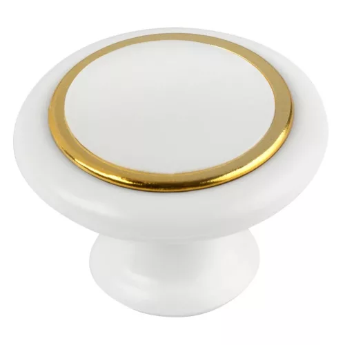 Aqua bútorgomb átmérője 37 mm műanyag fehér/arany