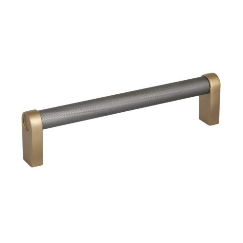 Bútor fogantyú Stirr tengelytávolság 128 mm alumínium szürke/szálcsiszolt sárgaréz