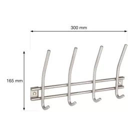   Ruhatartó állvány 300x165 mm 4 akasztóval rozsdamentes acél