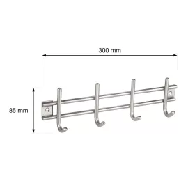   Ruhatartó állvány 300x85 mm 4 akasztóval rozsdamentes acél