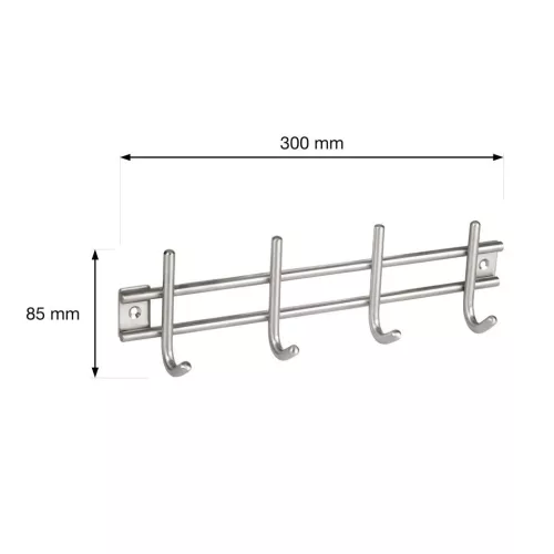 Ruhatartó állvány 300x85 mm 4 akasztóval rozsdamentes acél