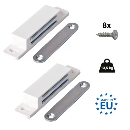 Bútormágnes csavarokkal teherbírás 135 kg fehér 2 db.