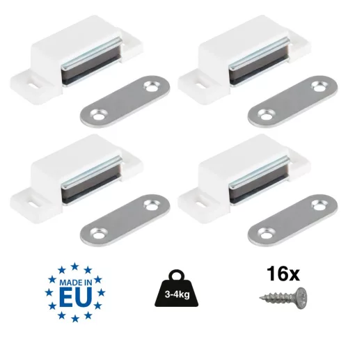 Bútormágnes csavarokkal 3-4 kg fehér 4 db.
