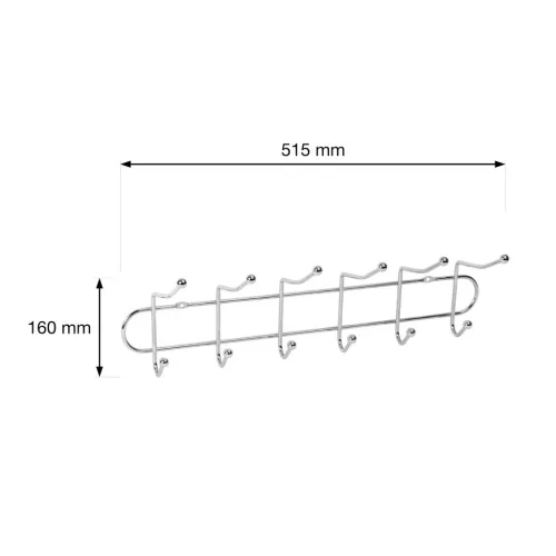 Krómozott kabáttartó állvány 6 akasztóval szélesség 515x160 mm