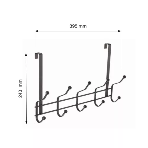 Ajtóakasztó 5 horoggal 20 mm-es felfüggesztés antikbarna