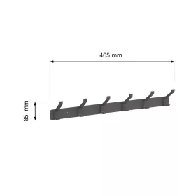 Ruhatartó 6 akasztóval 465 mm alumínium matt fekete