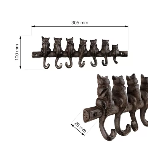 Ruhatartó állvány 305x100mm 7 akasztóval öntöttvas