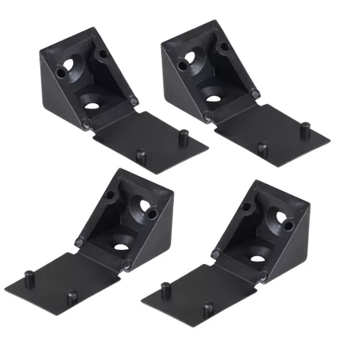 Csatlakozó szögidom 22x22x23mm műanyag fekete 4 db.