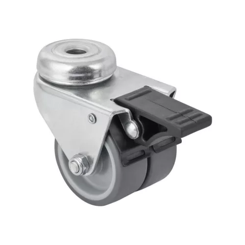 Dupla forgógörgő furattal és fékkel átmérő 50 mm teherbírás 70 kg