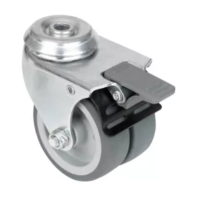   Dupla forgóvillás görgő furattal és fékkel átmérő 75 mm teherbírás 100 kg